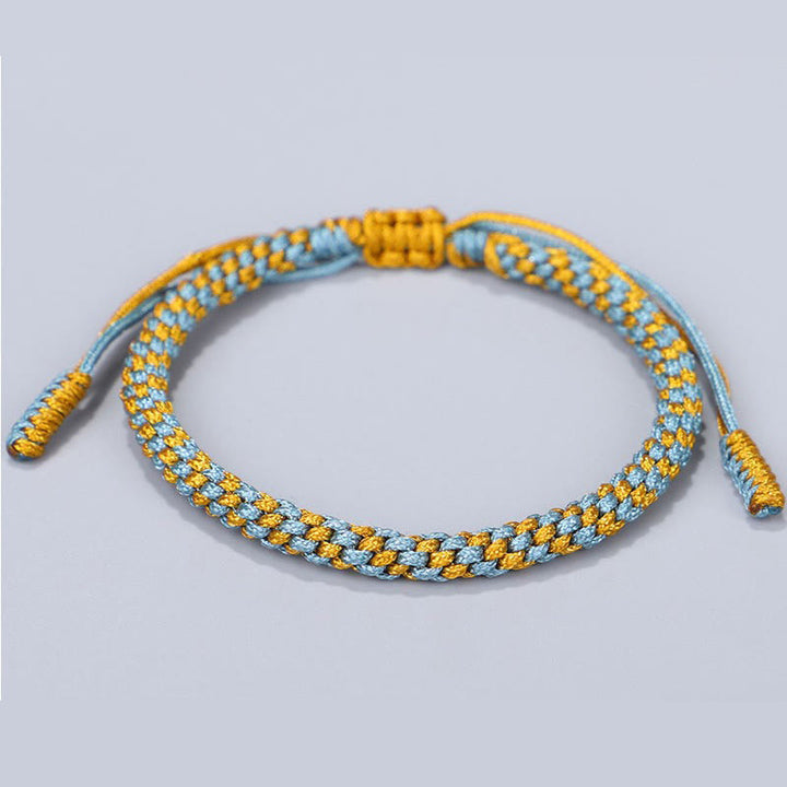 Buddha Stones 3-teiliges Heilarmband aus blauen und gelben Perlen aus goldenem Kupfer - image 3