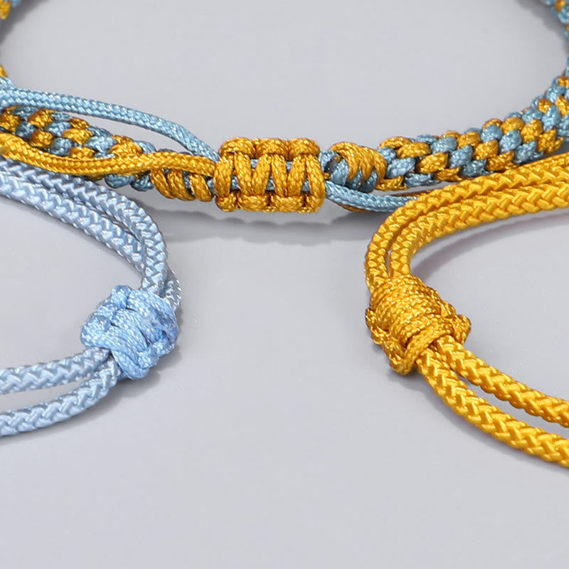 Buddha Stones 3-teiliges Heilarmband aus blauen und gelben Perlen aus goldenem Kupfer - image 10