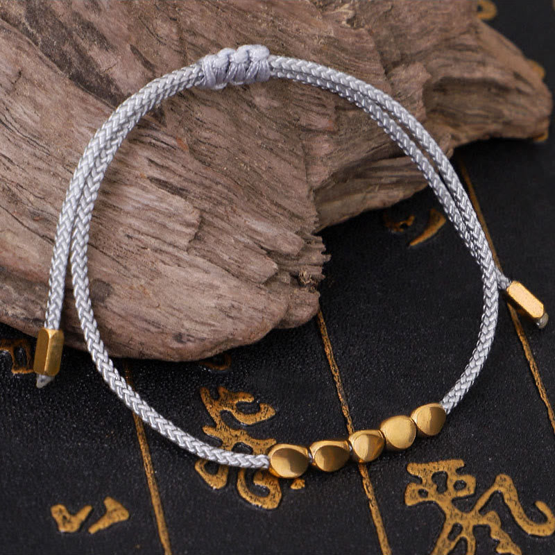 Buddha Stones 3-teiliges Selbstpflege-Armband aus blau-grauen, gold-kupferfarbenen Perlen - image 3
