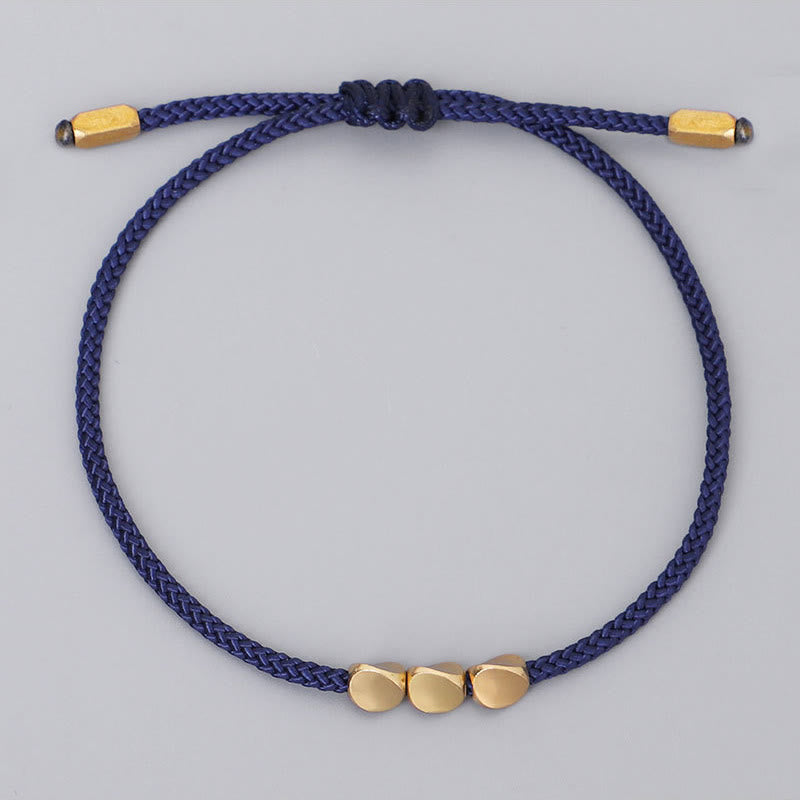 Buddha Stones 3-teiliges Selbstpflege-Armband aus blau-grauen, gold-kupferfarbenen Perlen - image 2