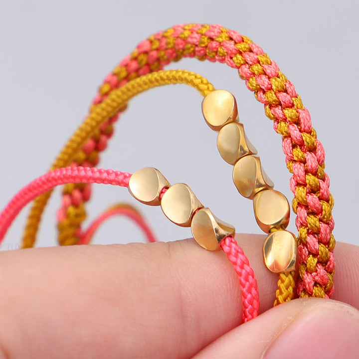 Buddha Stones 3-teiliges Armband aus rosa-gelben, goldenen Kupferperlen - image 7