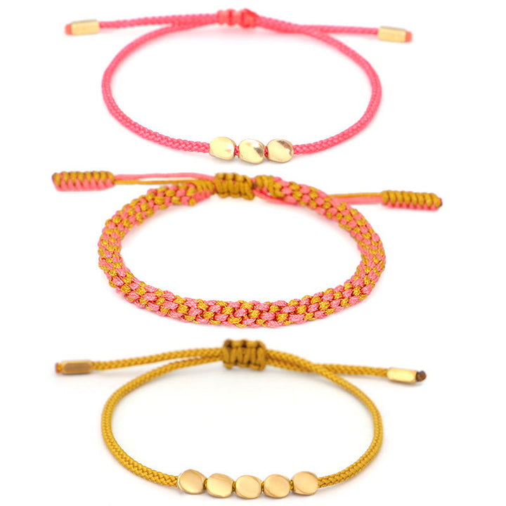 Buddha Stones 3-teiliges Armband aus rosa-gelben, goldenen Kupferperlen - image 10