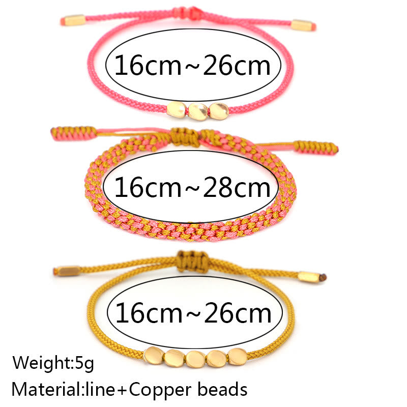 Buddha Stones 3-teiliges Armband aus rosa-gelben, goldenen Kupferperlen - image 4