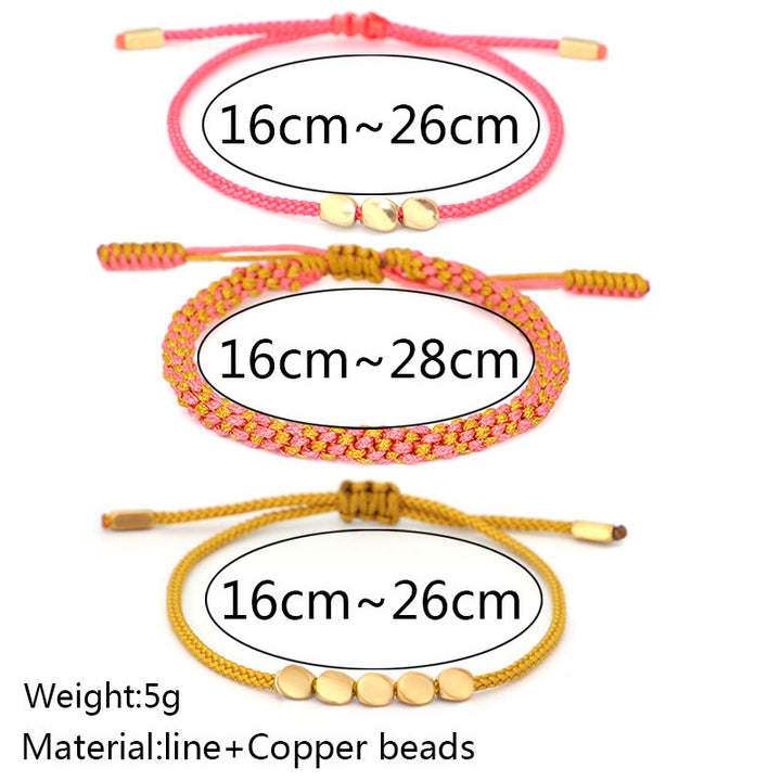 Buddha Stones 3-teiliges Armband aus rosa-gelben, goldenen Kupferperlen - image 4