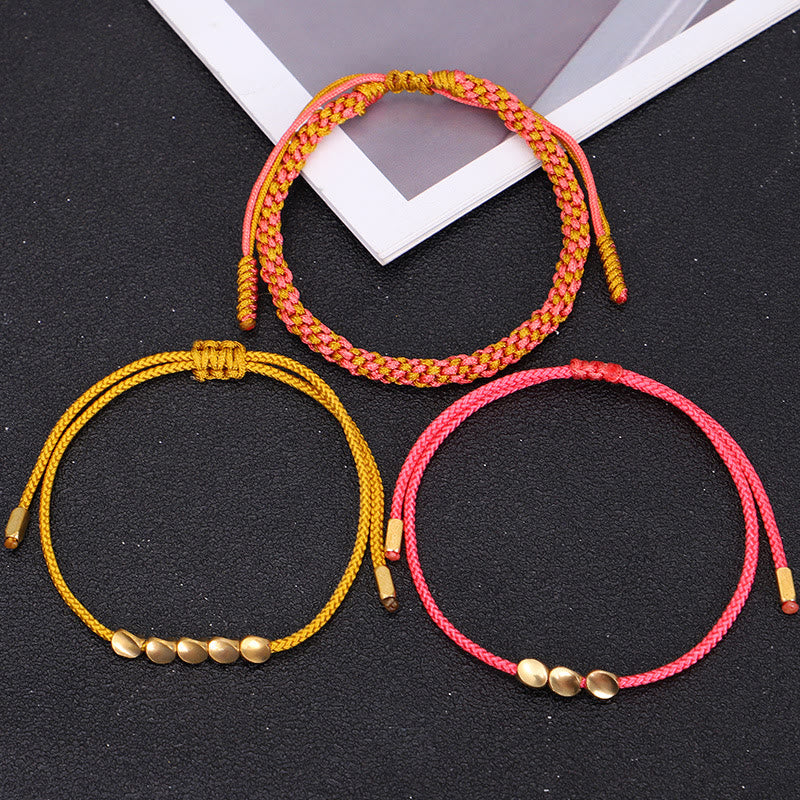 Buddha Stones 3-teiliges Armband aus rosa-gelben, goldenen Kupferperlen - image 9