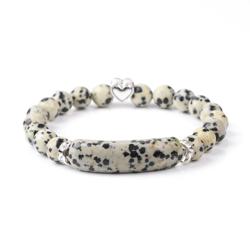 Buddha Stones Amethyst-Tigerauge-Lapislazuli-Grüner-Aventurin-Rhodonit-Dalmatiner-Jaspis-Heilarmband - Dalmatinerjaspis (Handgelenkumfang 15-16 cm) - image 16