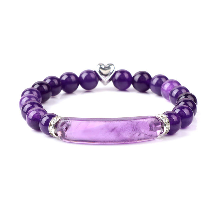 Buddha Stones Amethyst-Tigerauge-Lapislazuli-Grüner-Aventurin-Rhodonit-Dalmatiner-Jaspis-Heilarmband - Amethyst (Handgelenkumfang 15-16 cm) - image 0