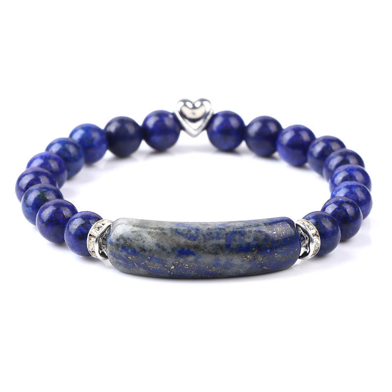 Buddha Stones Amethyst-Tigerauge-Lapislazuli-Grüner-Aventurin-Rhodonit-Dalmatiner-Jaspis-Heilarmband - Lapislazuli (Handgelenkumfang 15-16 cm) - image 8