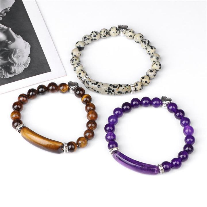 Buddha Stones Amethyst-Tigerauge-Lapislazuli-Grüner-Aventurin-Rhodonit-Dalmatiner-Jaspis-Heilarmband - image 19