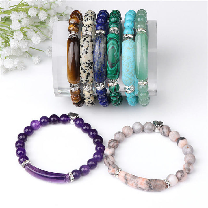Buddha Stones Amethyst-Tigerauge-Lapislazuli-Grüner-Aventurin-Rhodonit-Dalmatiner-Jaspis-Heilarmband - image 20