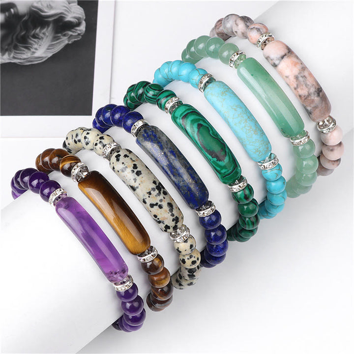 Buddha Stones Amethyst-Tigerauge-Lapislazuli-Grüner-Aventurin-Rhodonit-Dalmatiner-Jaspis-Heilarmband - image 18