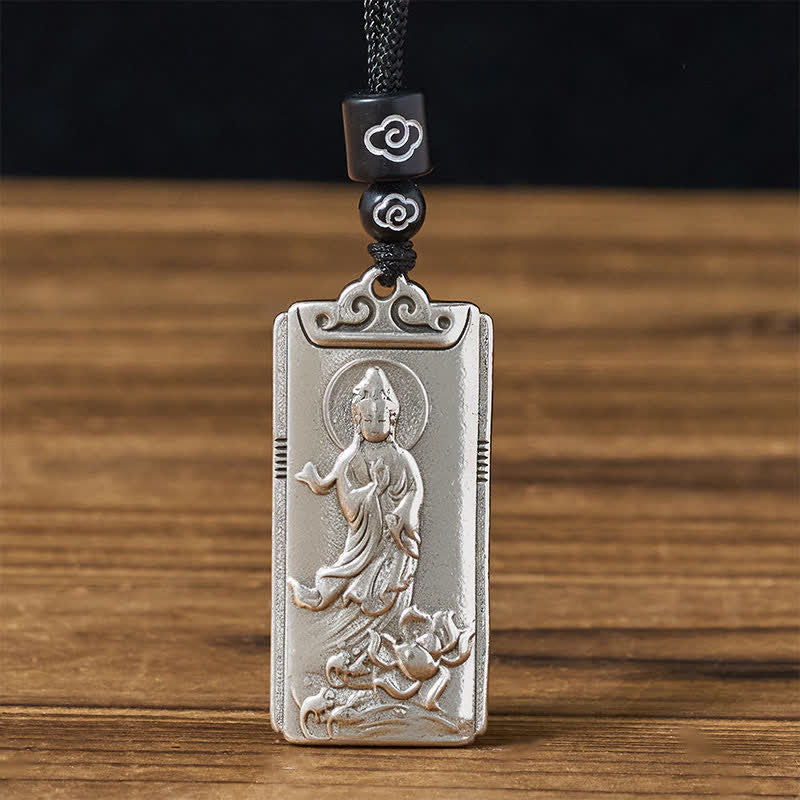 Buddha Stones Kupferplattierter Anhänger aus silberfarbenem Avalokiteśvara-Seil (Reichtumskette) - Avalokiteswara - image 0