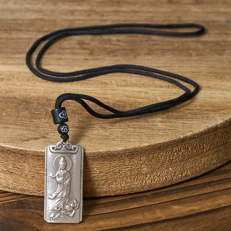 Buddha Stones Kupferplattierter Anhänger aus silberfarbenem Avalokiteśvara-Seil (Reichtumskette) - image 1