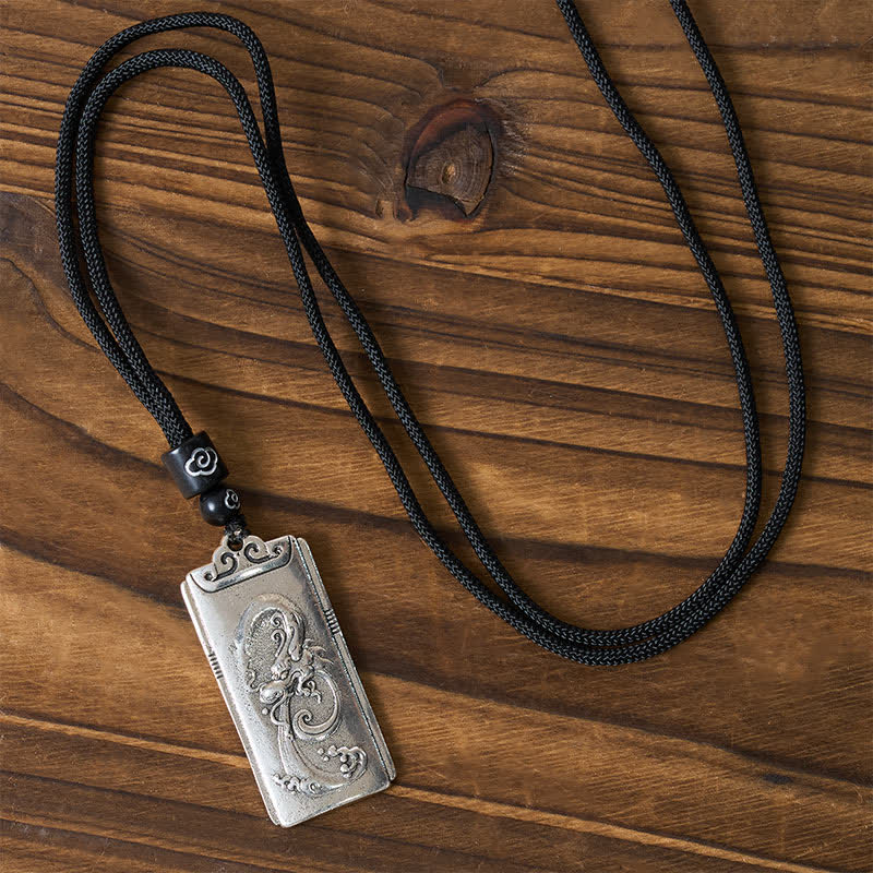 Buddha Stones Kupferplattierter Anhänger mit silbernem Drachenseil-Motiv - image 1