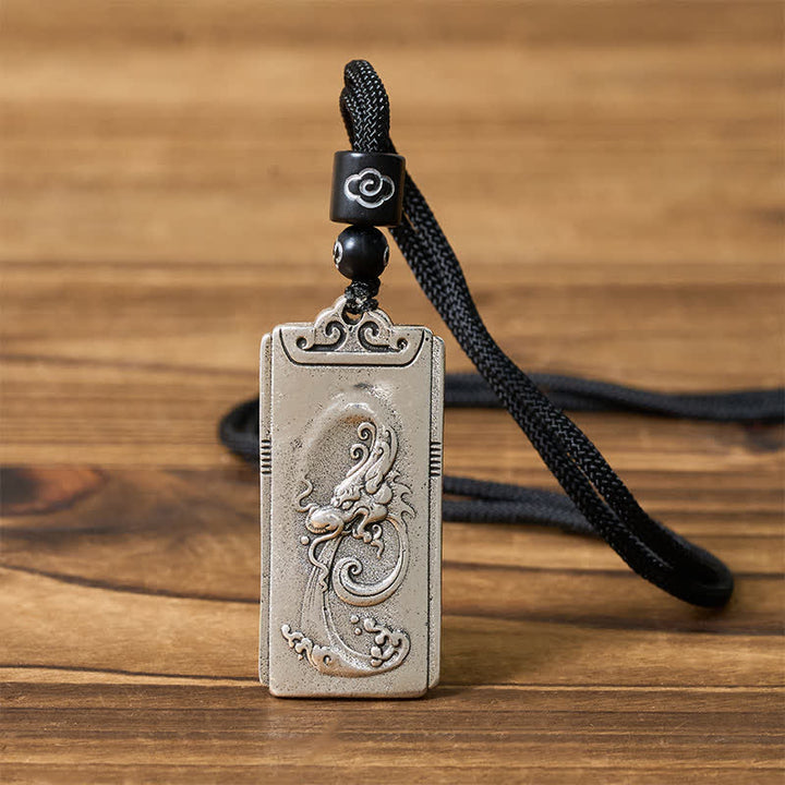 Buddha Stones Kupferplattierter Anhänger mit silbernem Drachenseil-Motiv - image 4