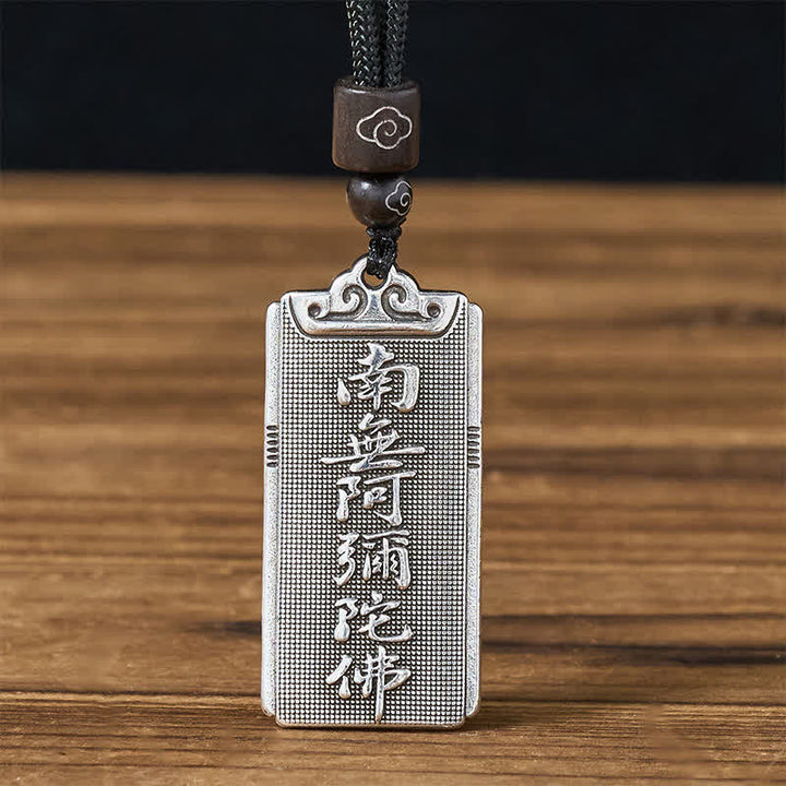Buddha Stones Kupferplattierter Anhänger mit silbernem Namo Amitabha Seilglücks-Anhänger - image 4