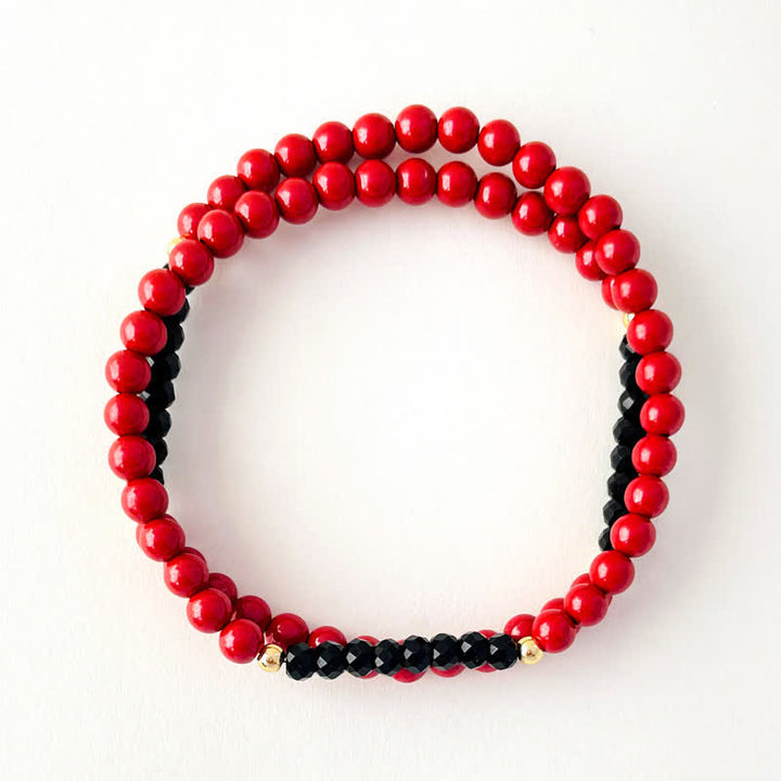 Buddha Stones 4 mm Doppelwickel-Armband aus Zinnober und schwarzem Turmalin – ein Segensgeschenk - image 4