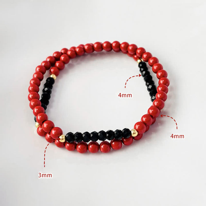 Buddha Stones 4 mm Doppelwickel-Armband aus Zinnober und schwarzem Turmalin – ein Segensgeschenk - image 5