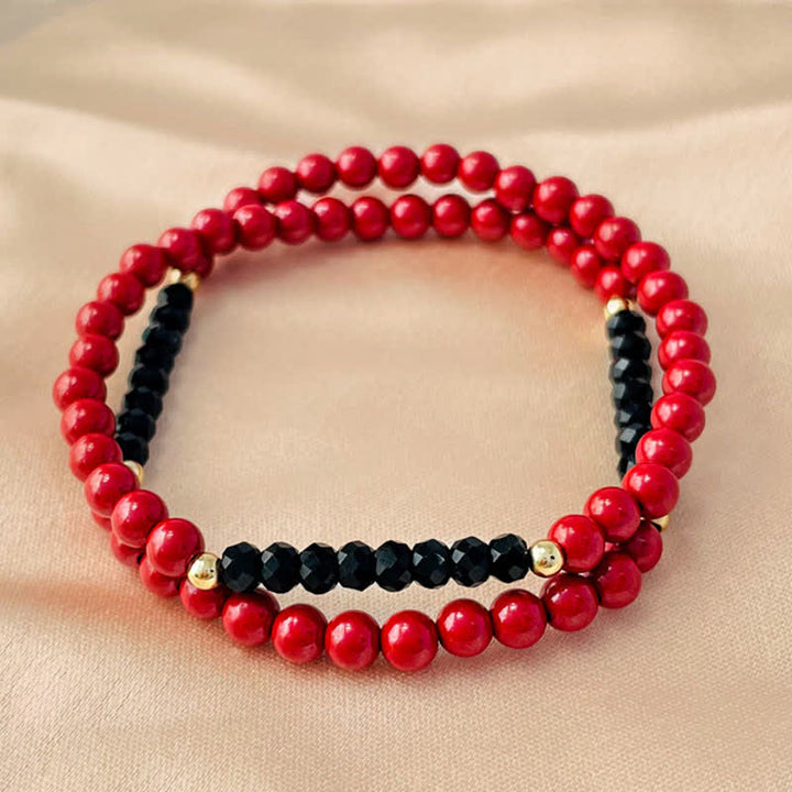 Buddha Stones 4 mm Doppelwickel-Armband aus Zinnober und schwarzem Turmalin – ein Segensgeschenk - image 2