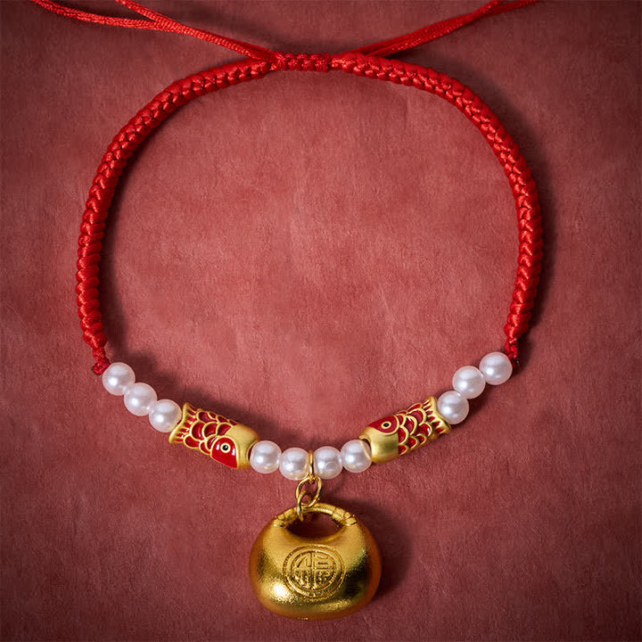 Buddha Stones Rotes, geflochtenes Koi-Fisch-Glückssymbol, verstellbares Halsband für Katzen und Hunde - image 1