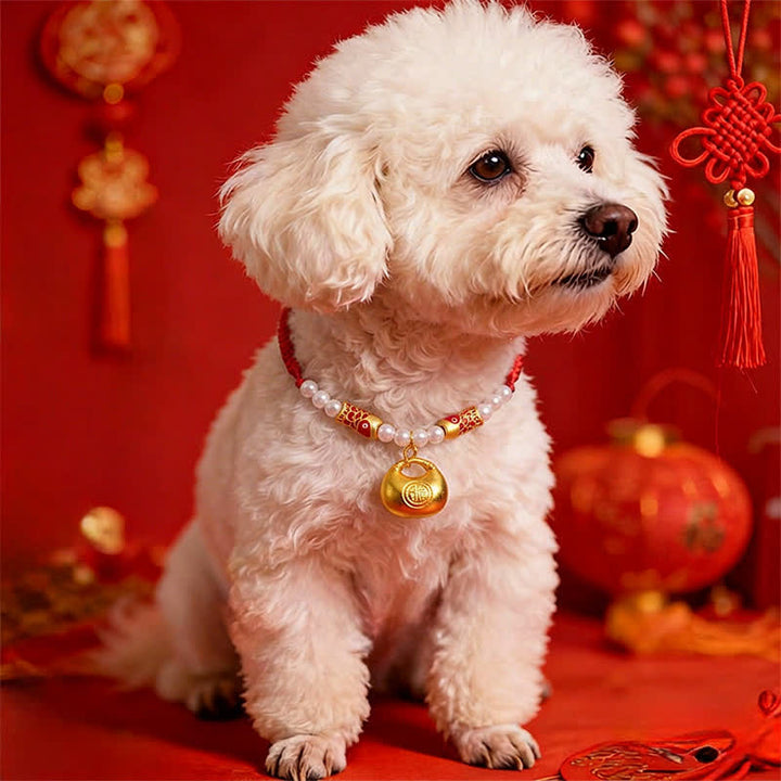 Buddha Stones Rotes, geflochtenes Koi-Fisch-Glückssymbol, verstellbares Halsband für Katzen und Hunde - image 9
