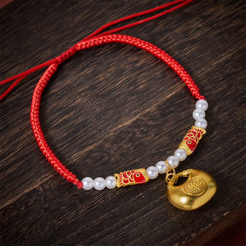 Buddha Stones Rotes, geflochtenes Koi-Fisch-Glückssymbol, verstellbares Halsband für Katzen und Hunde - image 2