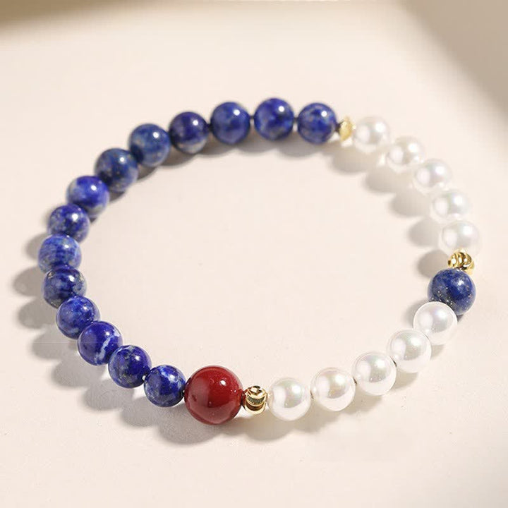 Buddha Stones Armband aus Lapislazuli, Lazurit, Perle und Zinnober - image 0