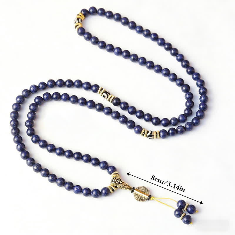 Buddha Stones 108 Perlen Lapislazuli Dreiaugen-Dzi-Perlen Positive Mala - image 4