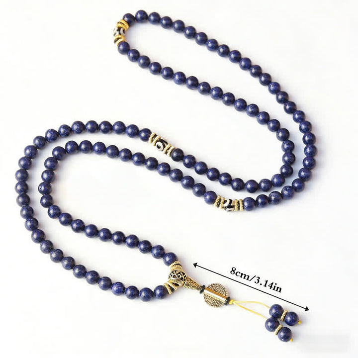 Buddha Stones 108 Perlen Lapislazuli Dreiaugen-Dzi-Perlen Positive Mala - image 4