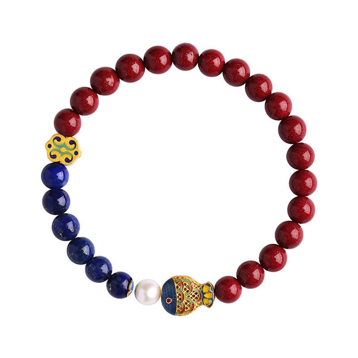 Buddha Stones Armband mit Zinnober-, Lapislazuli-, Koi-Fisch- und Ruyi-Wolkenanhänger - image 4