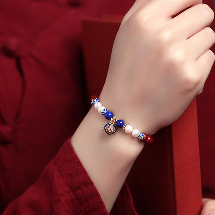 Buddha Stones Armband mit chinesischem Schlossanhänger aus Zinnober und Lapislazuli - image 6