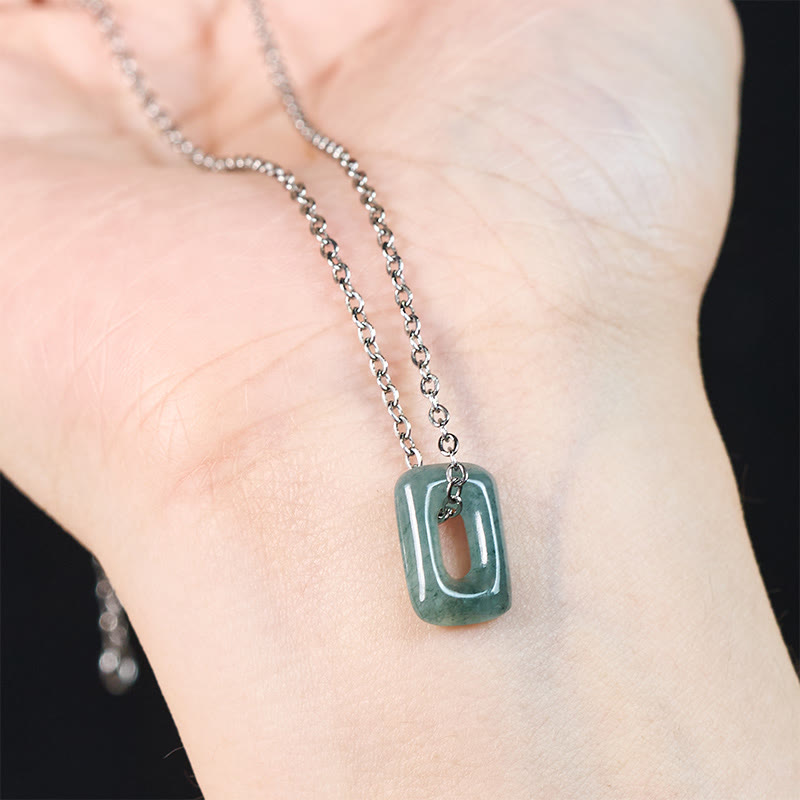 Buddha Stones Mini-Quadrat-Halskettenanhänger aus grünem Jade - image 11