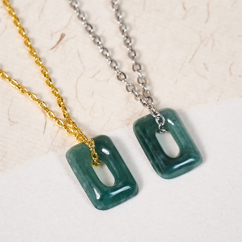 Buddha Stones Mini-Quadrat-Halskettenanhänger aus grünem Jade - image 11