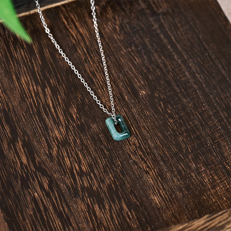 Buddha Stones Mini-Quadrat-Halskettenanhänger aus grünem Jade - image 10