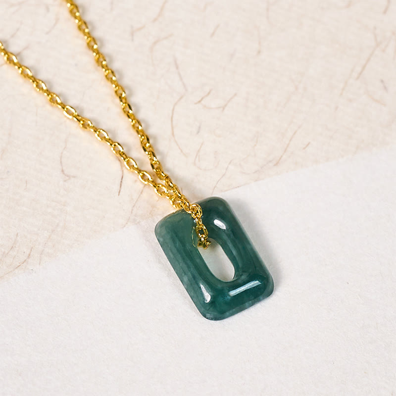 Buddha Stones Mini-Quadrat-Halskettenanhänger aus grünem Jade - image 3
