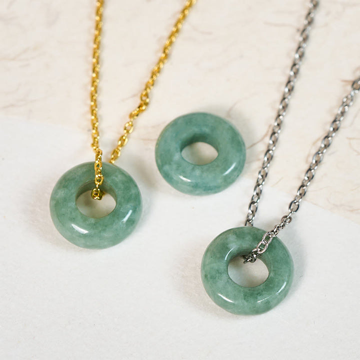 Buddha Stones Grüne Jade-Friedensschnalle, Abakus-Glückskette-Anhänger - image 0