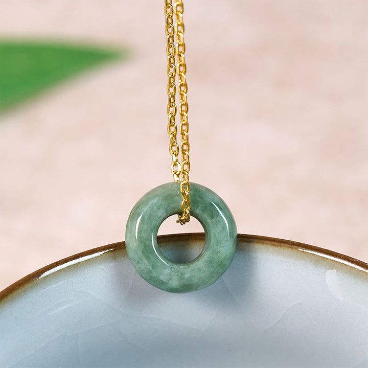 Buddha Stones Grüne Jade-Friedensschnalle, Abakus-Glückskette-Anhänger - image 2