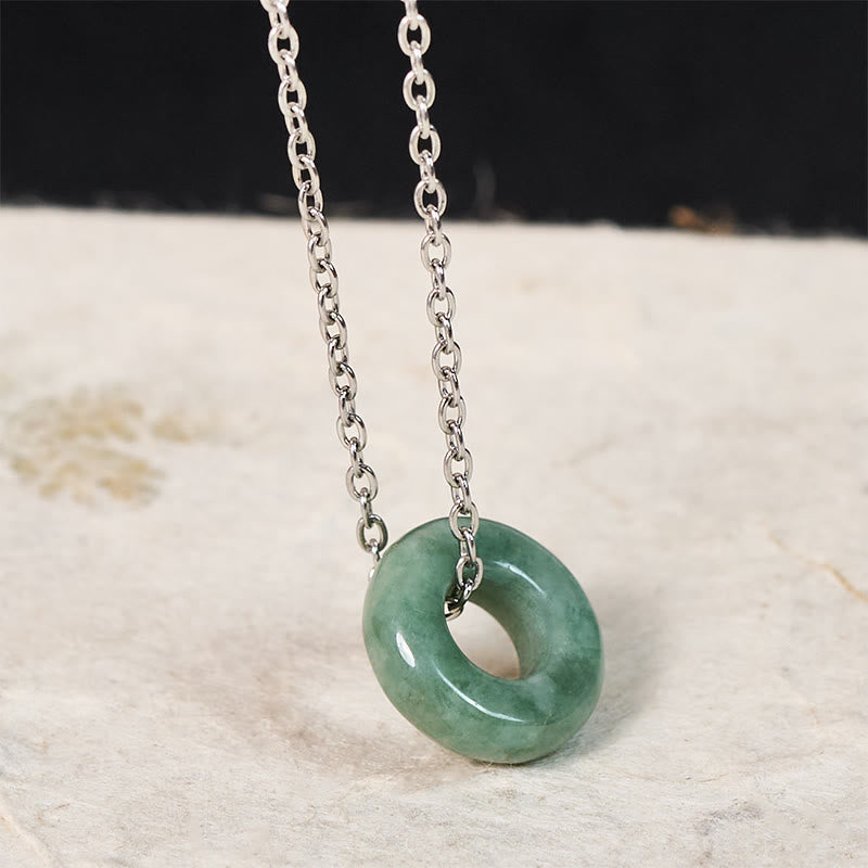 Buddha Stones Grüne Jade-Friedensschnalle, Abakus-Glückskette-Anhänger - Natürlicher Jade (Farbe und Größe können variieren) - Silber - image 8