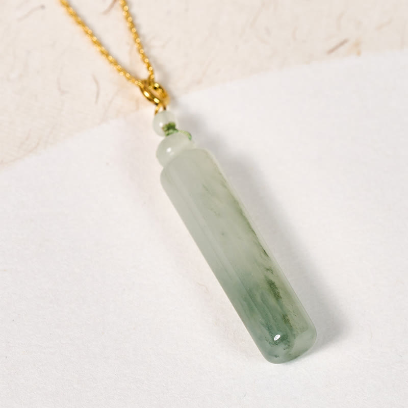Buddha Stones Jade-Anhänger in Zylinderform - Goldfarbener Naturjade (Farbe und Größe können variieren) - image 1