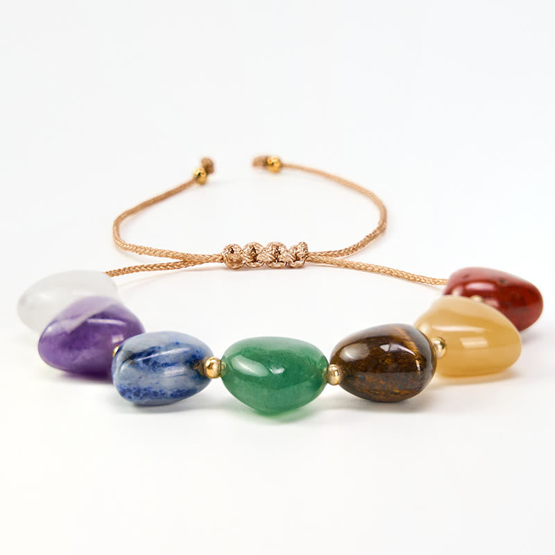 Buddha Stones Herzförmiges Armband aus rotem Achat, Amethyst und grünem Aventurin – ein farbenfrohes Schmuckstück, das Selbstvertrauen symbolisiert - image 2