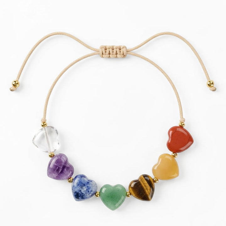 Buddha Stones Herzförmiges Armband aus rotem Achat, Amethyst und grünem Aventurin – ein farbenfrohes Schmuckstück, das Selbstvertrauen symbolisiert - image 1