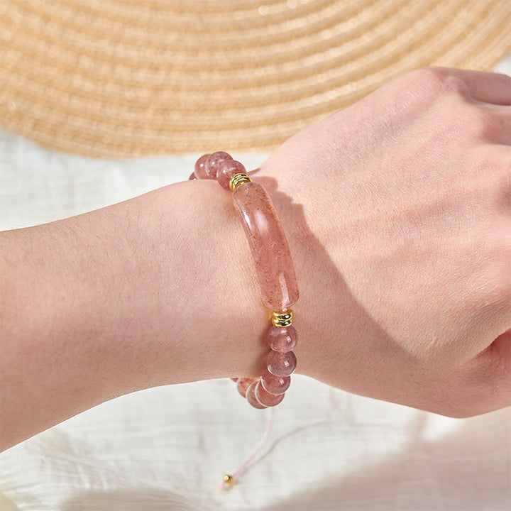 Buddha Stones Armband für positive Transformation aus Amethystgrünem Aventurin, Tigerauge und Erdbeerquarz - image 19