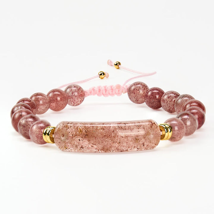 Buddha Stones Armband für positive Transformation aus Amethystgrünem Aventurin, Tigerauge und Erdbeerquarz - image 20