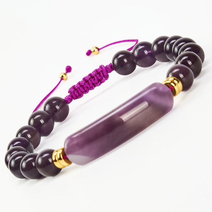 Buddha Stones Armband für positive Transformation aus Amethystgrünem Aventurin, Tigerauge und Erdbeerquarz - Amethyst (Handgelenkumfang 14-18 cm) - image 9