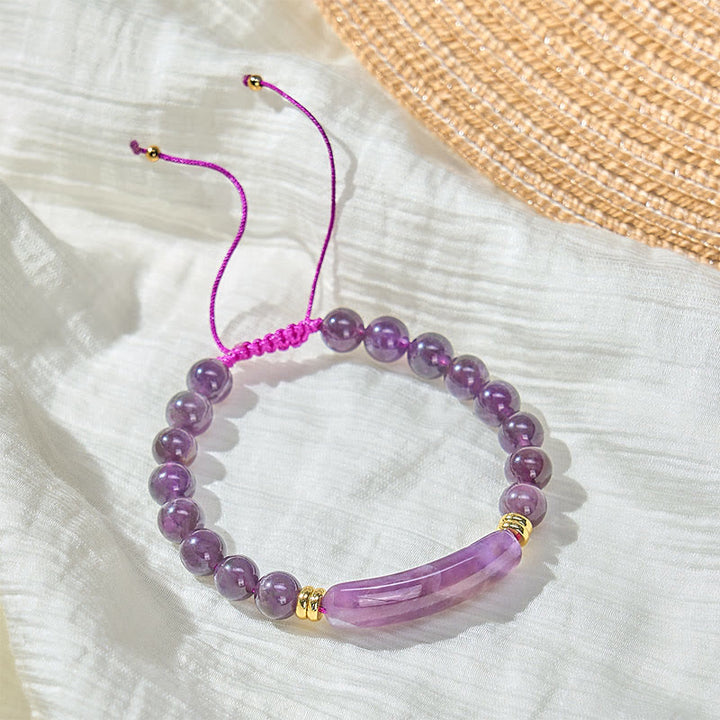Buddha Stones Armband für positive Transformation aus Amethystgrünem Aventurin, Tigerauge und Erdbeerquarz - image 11