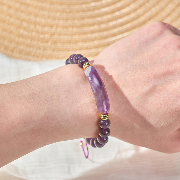 Buddha Stones Armband für positive Transformation aus Amethystgrünem Aventurin, Tigerauge und Erdbeerquarz - image 14