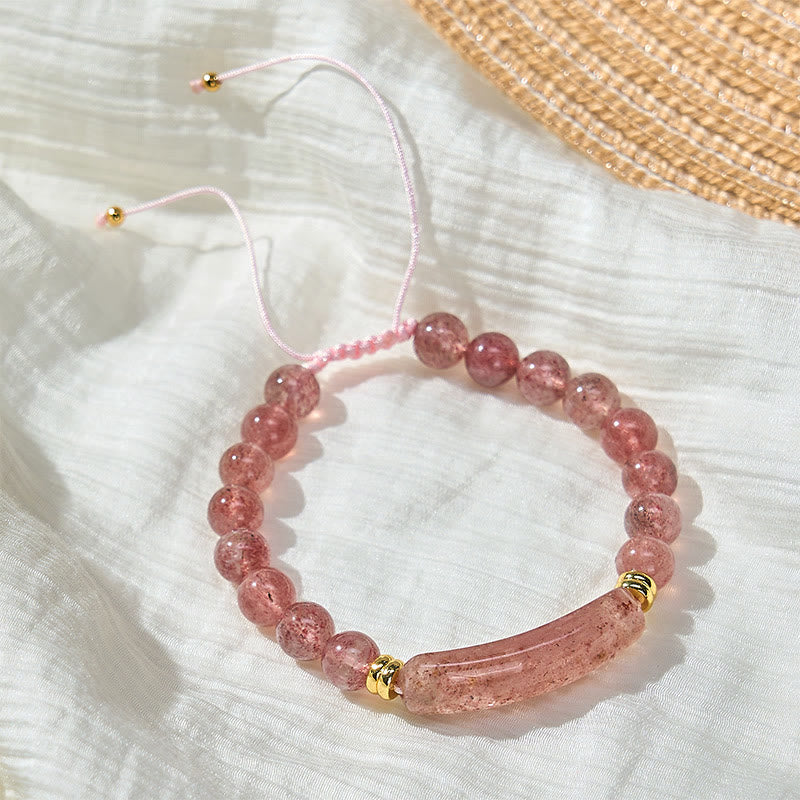 Buddha Stones Armband für positive Transformation aus Amethystgrünem Aventurin, Tigerauge und Erdbeerquarz - image 18