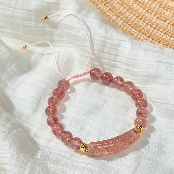 Buddha Stones Armband für positive Transformation aus Amethystgrünem Aventurin, Tigerauge und Erdbeerquarz - image 18
