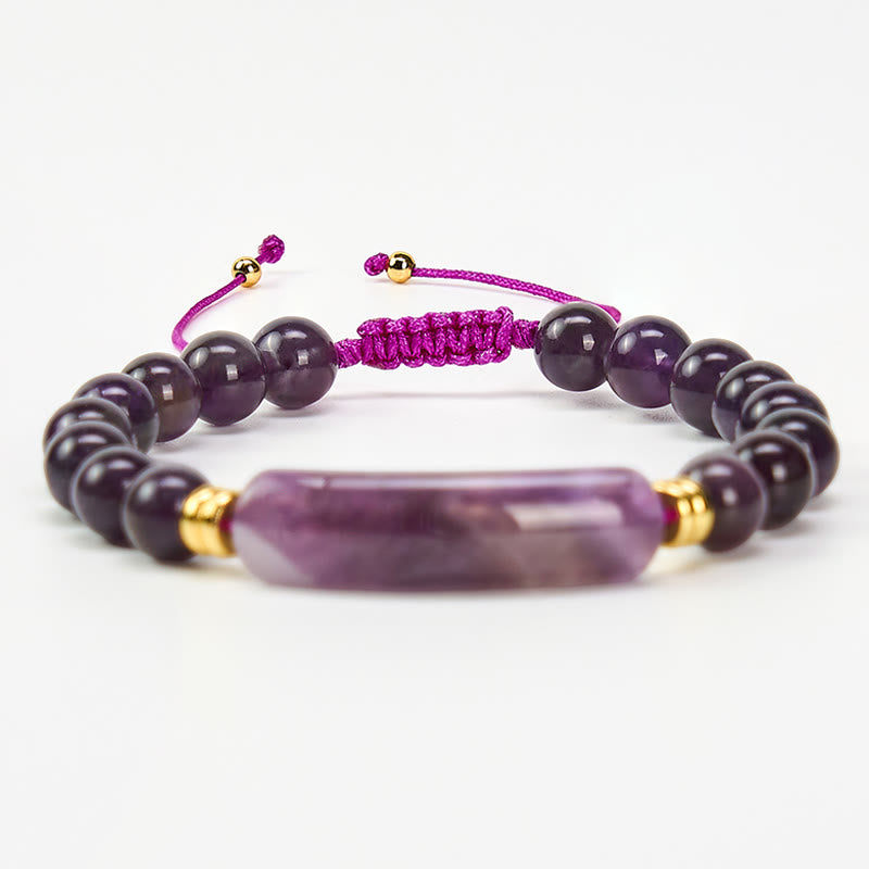 Buddha Stones Armband für positive Transformation aus Amethystgrünem Aventurin, Tigerauge und Erdbeerquarz - image 12