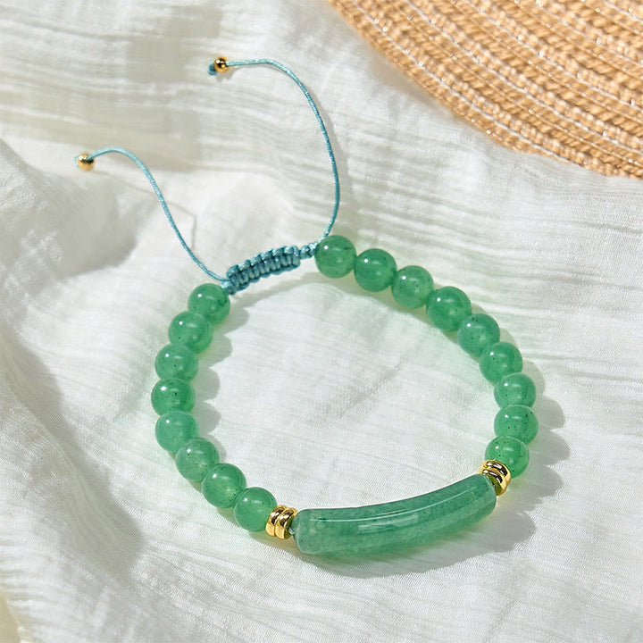 Buddha Stones Armband für positive Transformation aus Amethystgrünem Aventurin, Tigerauge und Erdbeerquarz - image 1